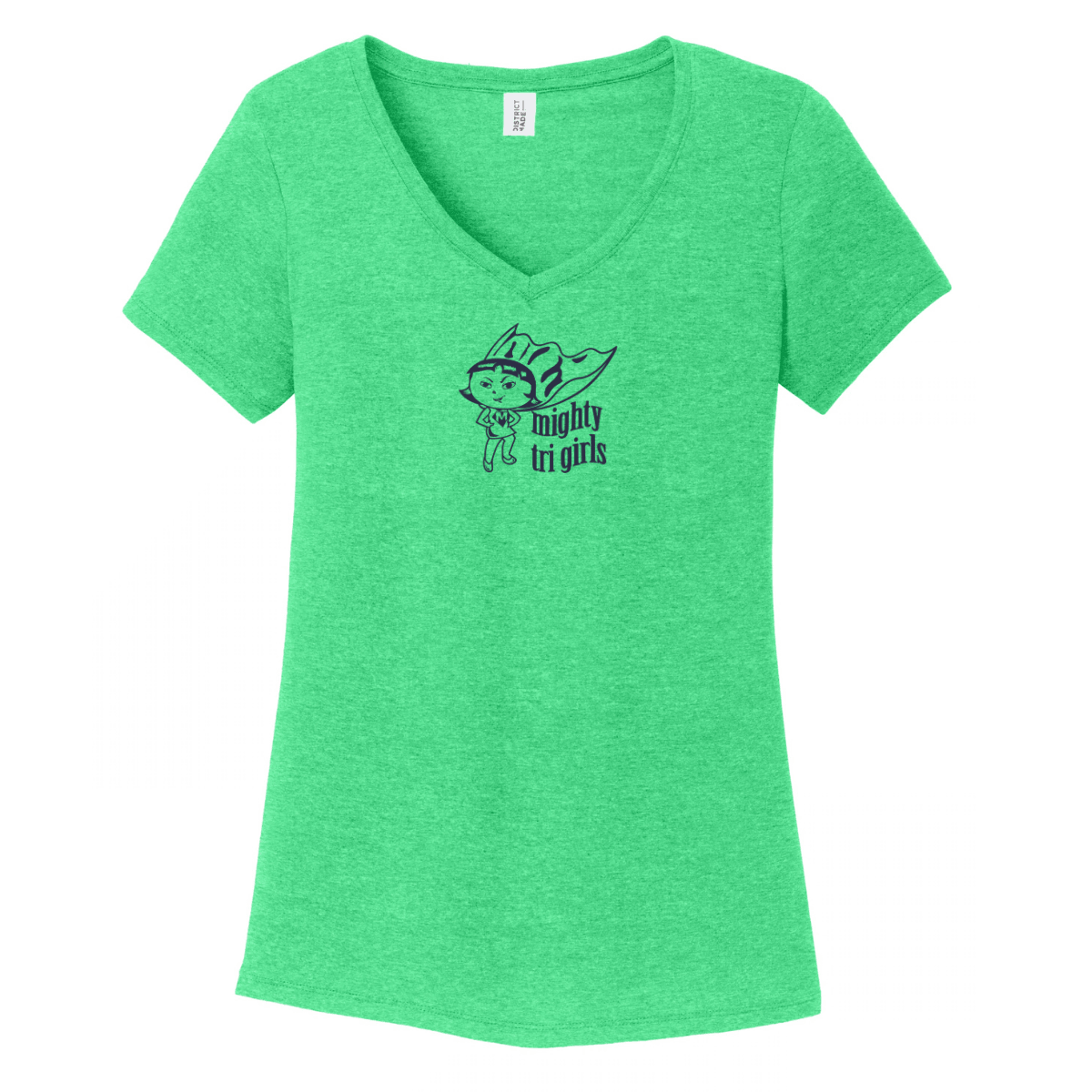 Mighty Tri Girls - V-Neck Tee Green Frost & Navy