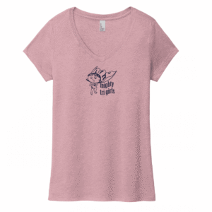 Mighty Tri Girls - V-Neck Tee Heathered Lavender & Navy