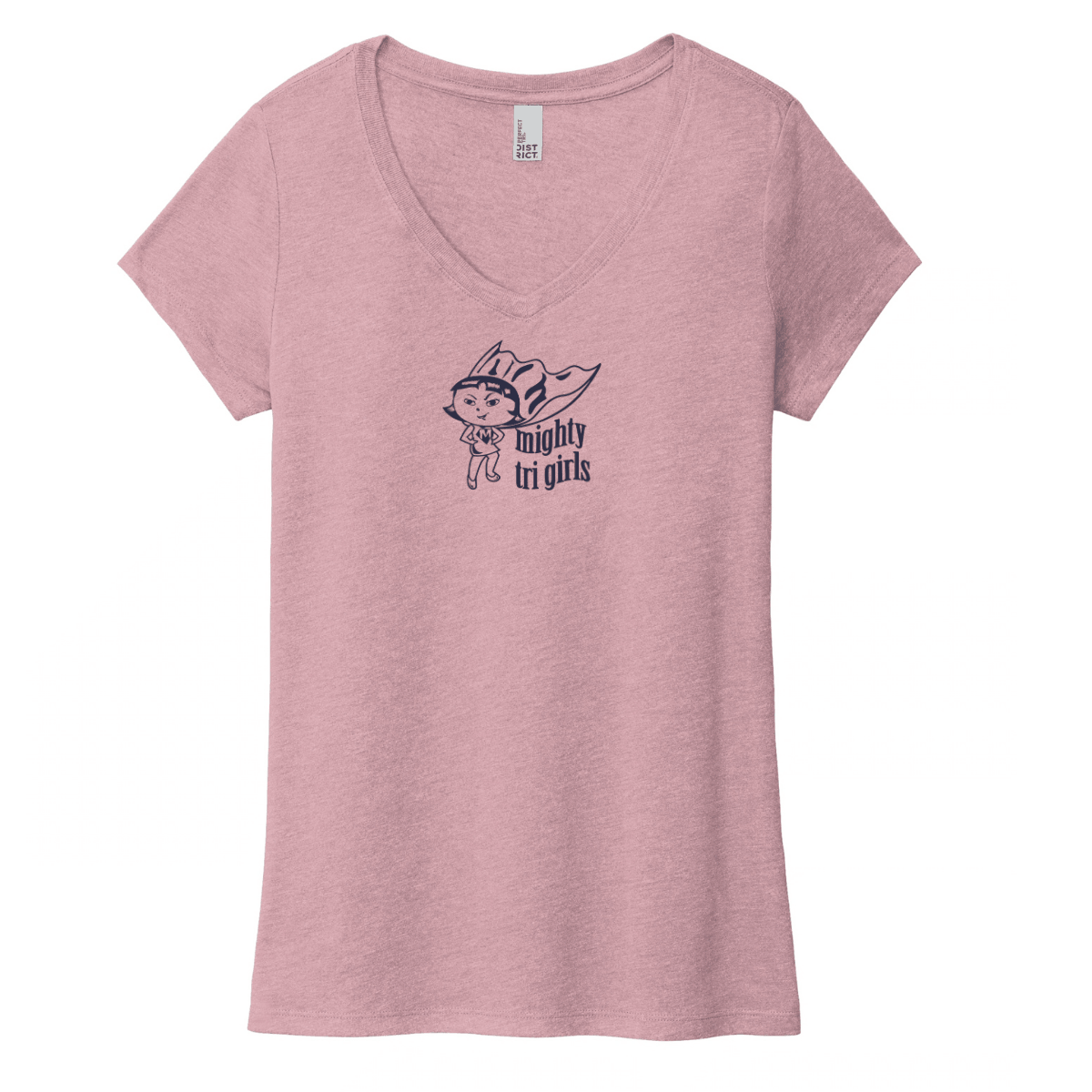 Mighty Tri Girls - V-Neck Tee Heathered Lavender & Navy