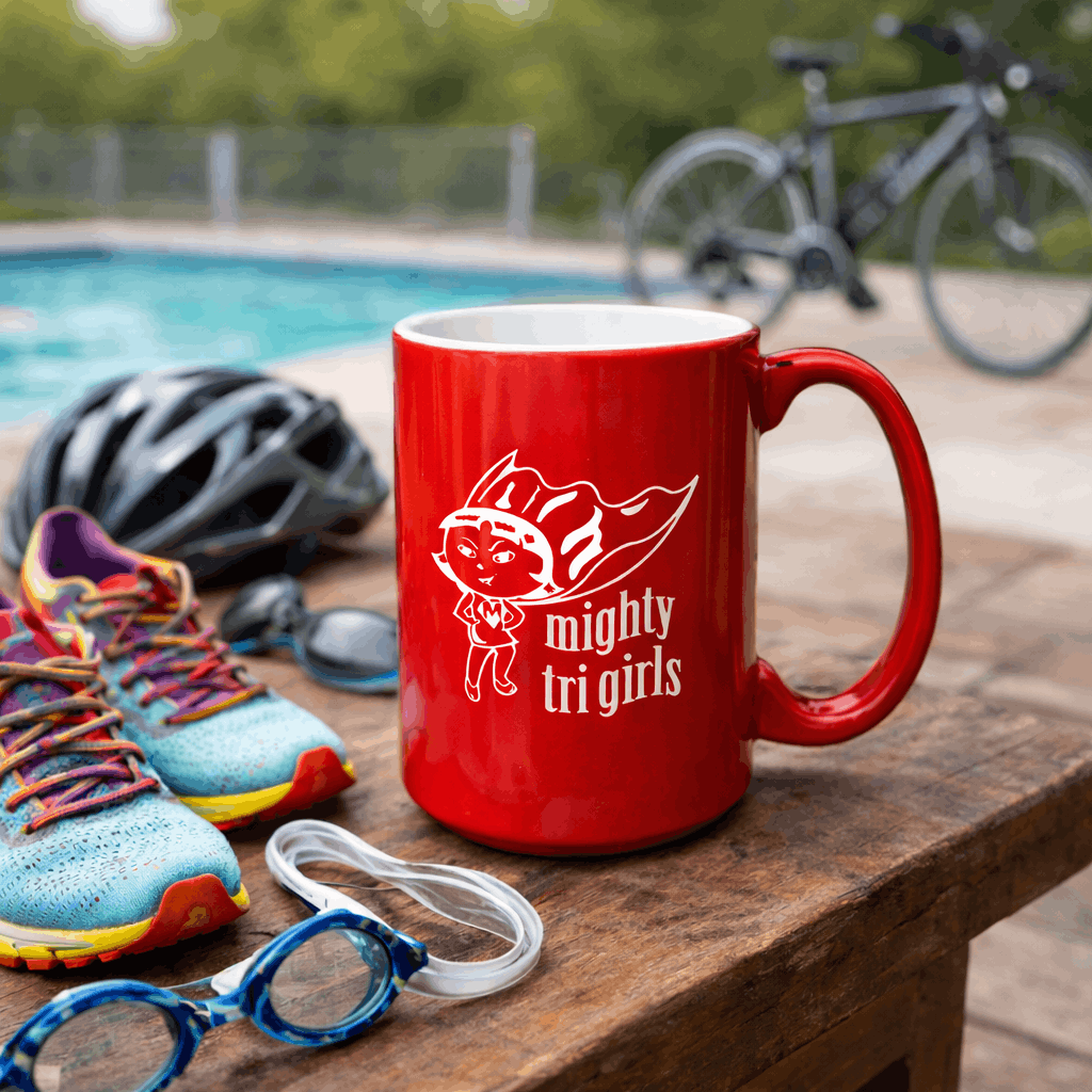 Mighty Tri Girls - El Grande Mug Red with White In