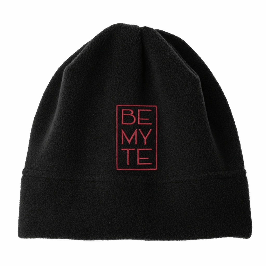 Be My Te - Embroidered Fleece Beanie Black