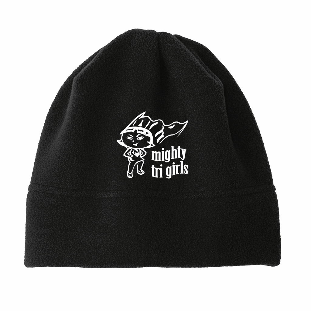 Mighty Tri Girls - Embroidered Fleece Beanie Black