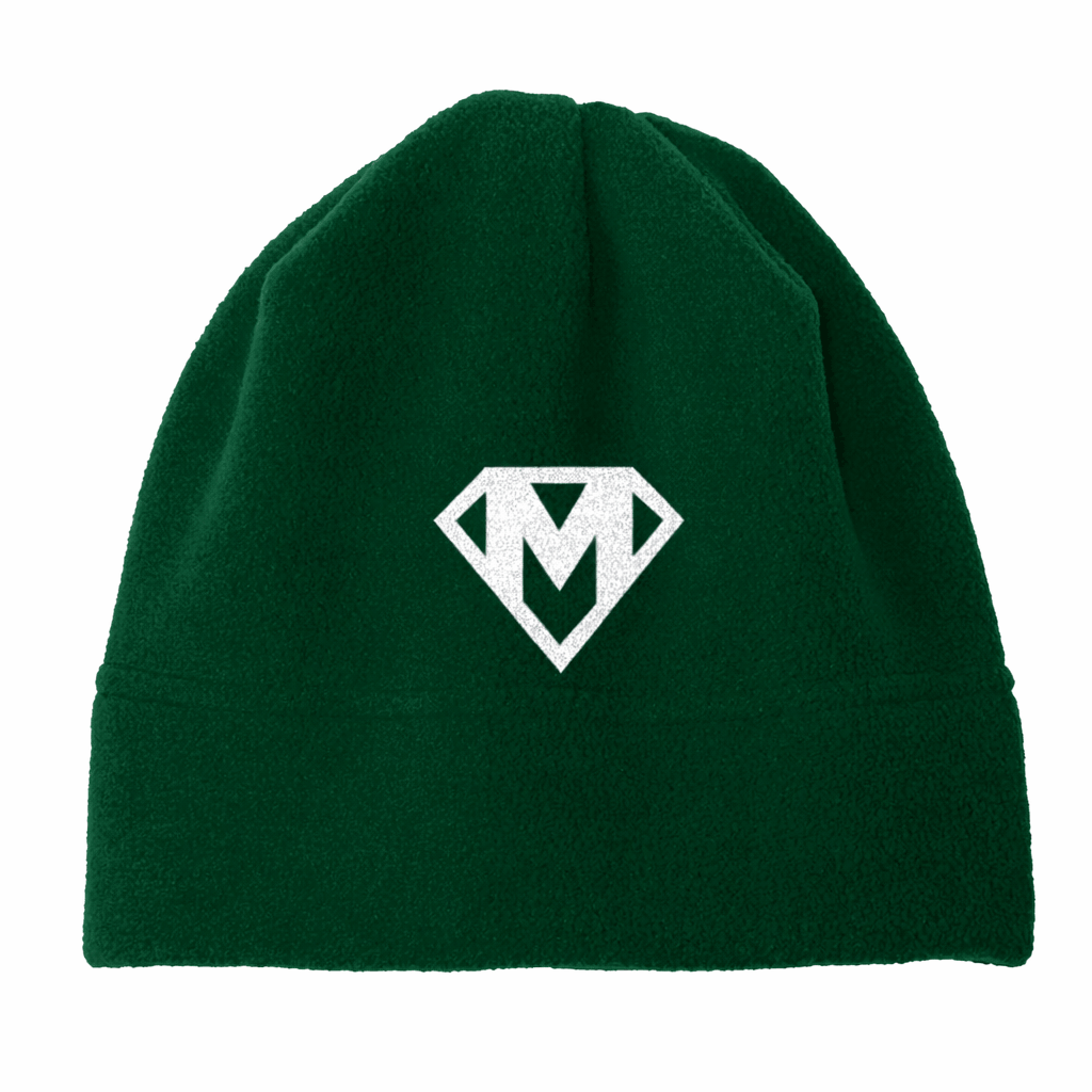 M - Embroidered Fleece Beanie Dark Green
