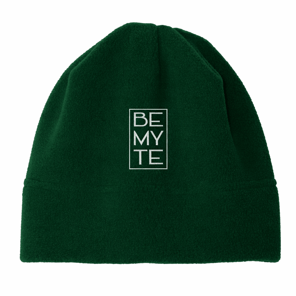 Be My Te - Embroidered Fleece Beanie Dark Green