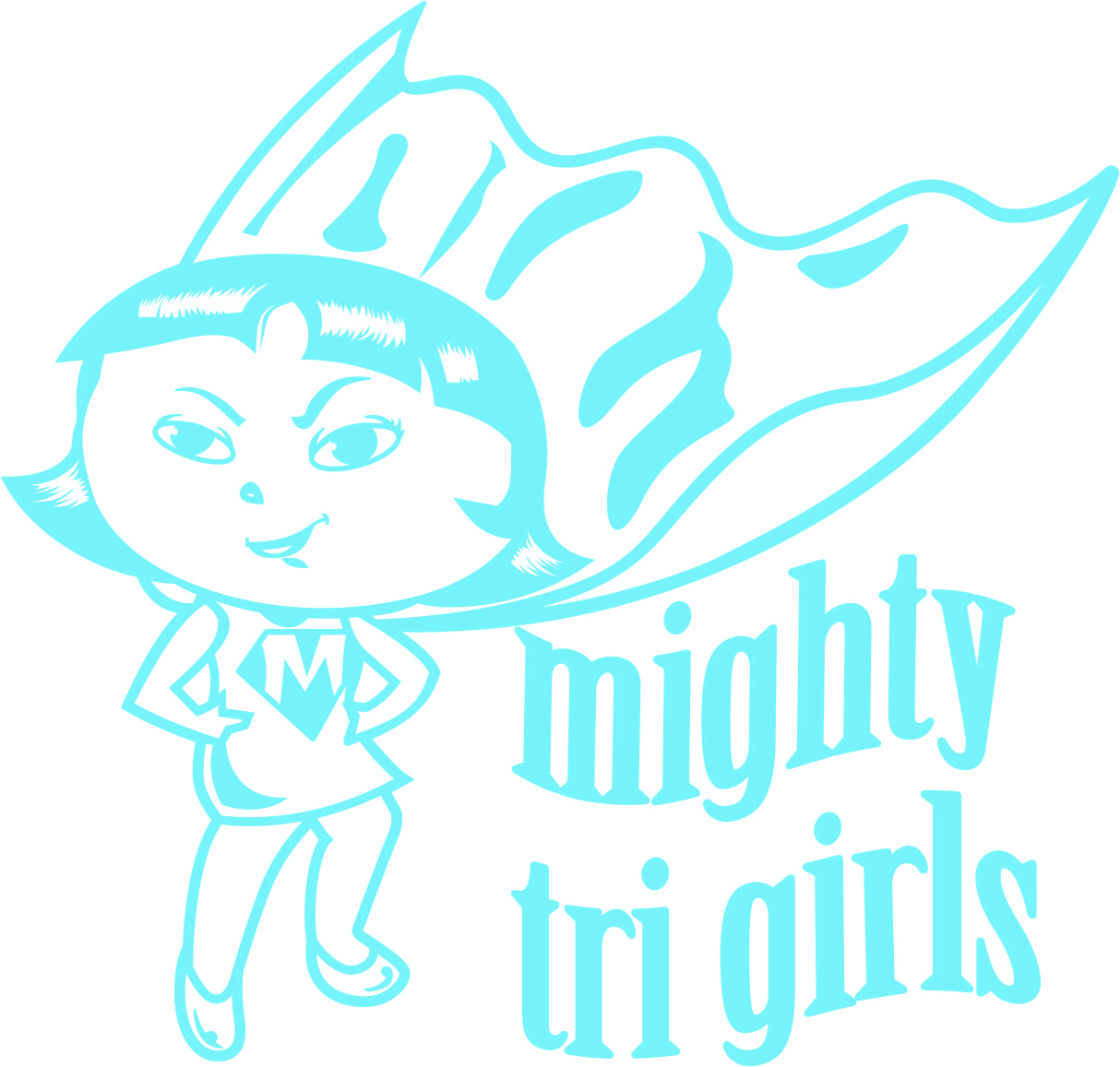Mighty Tri Girls - Tee Black & Ocean - Image 2