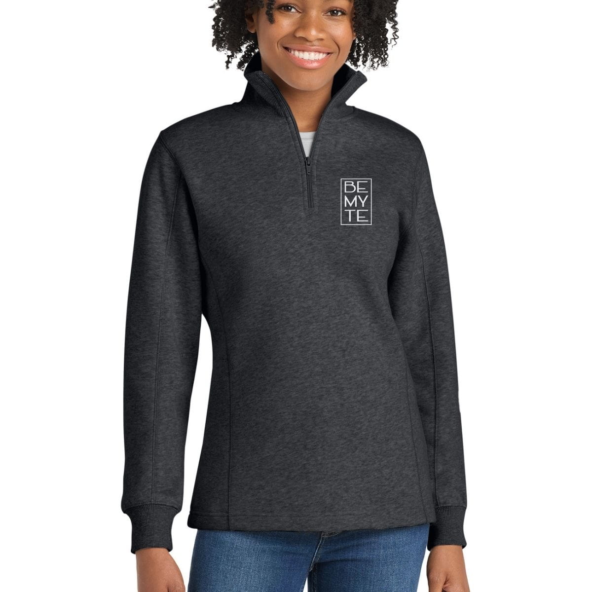 Be My Te - Embroidered Women's 1/4-Zip Sweatshirt