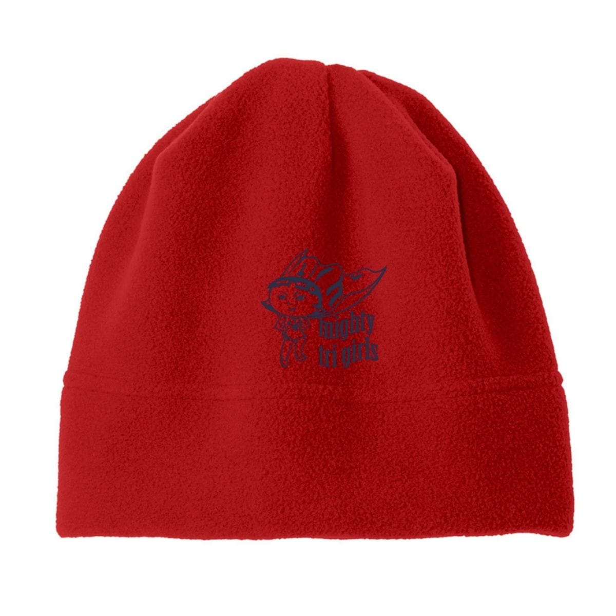 Mighty Tri Girls - Embroidered Fleece Beanie Red
