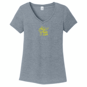 Mighty Tri Girls - V-Neck Tee Flint Blue Heather & Yellow