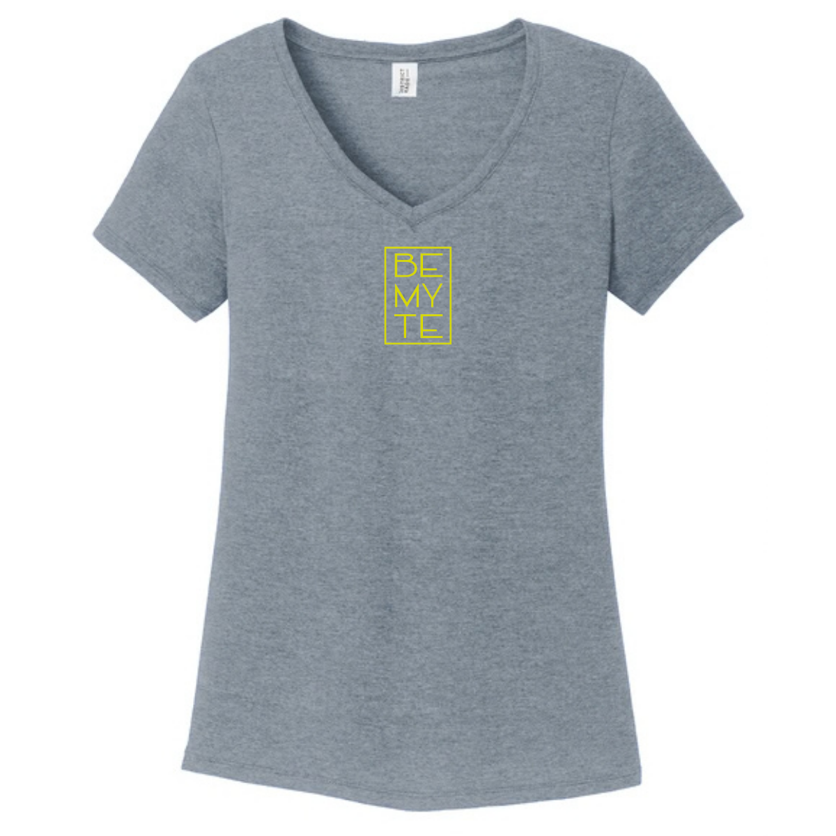 Be My Te - V-Neck Tee Flint Blue Heather & Yellow