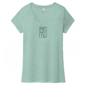 Be My Te - V-Neck Tee Heathered Dusty Sage & Navy