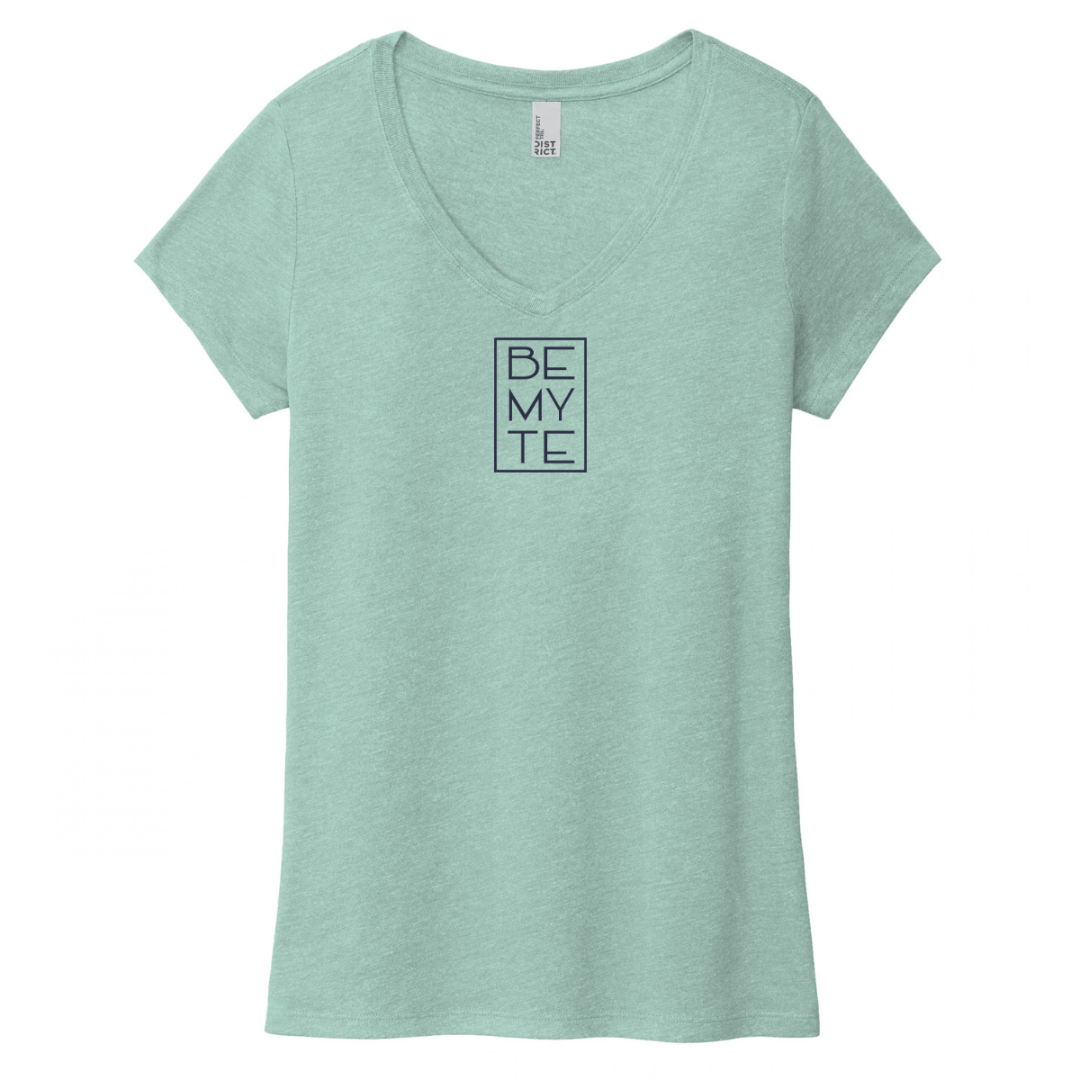 Be My Te - V-Neck Tee Heathered Dusty Sage & Navy