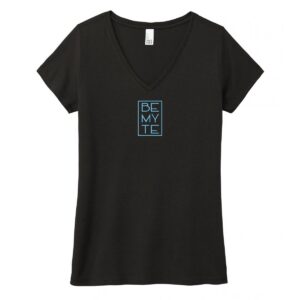 Be My Te - V-Neck Tee Heathered Black & Ocean