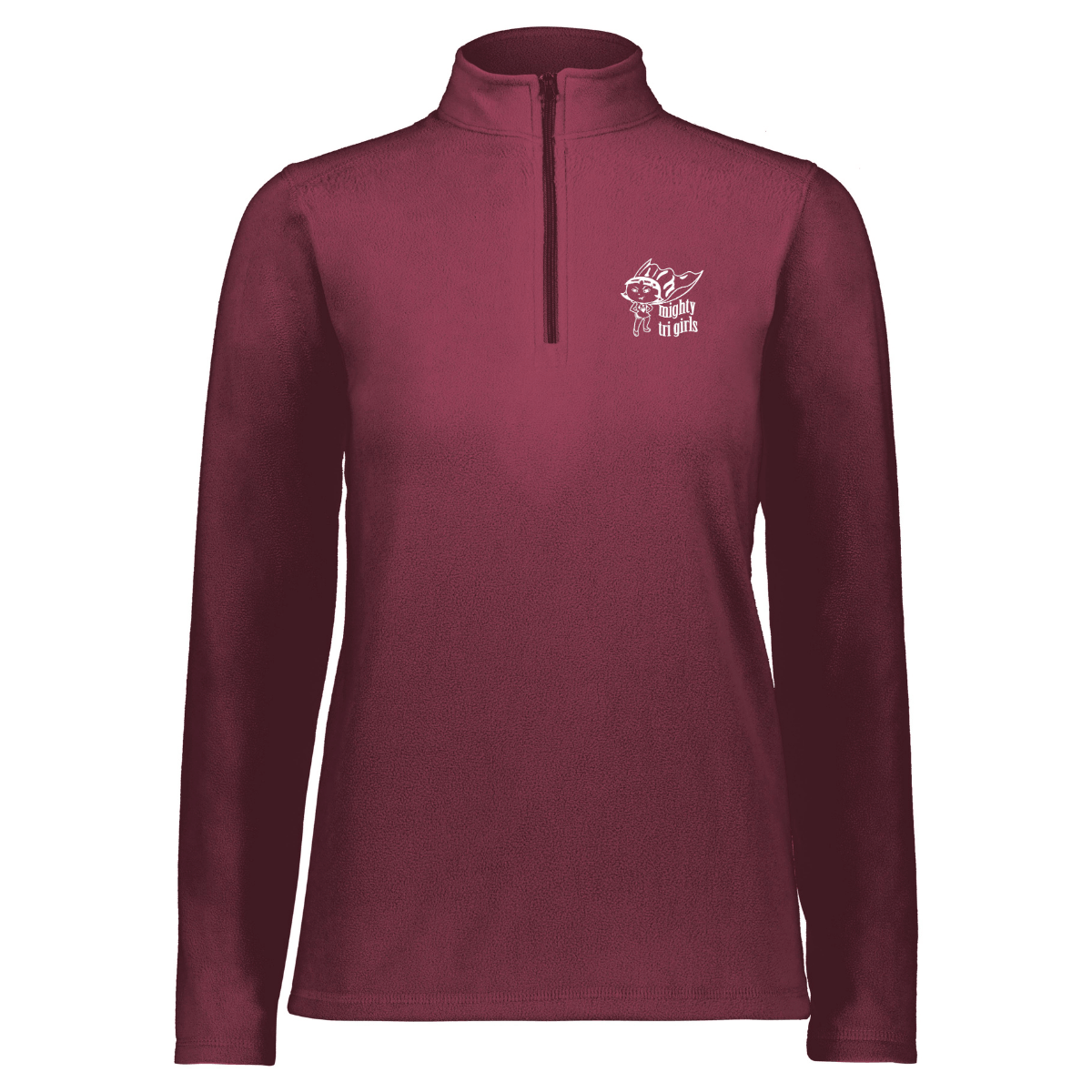 Mighty Tri Girls - Embroidered Fleece 1/4 Zip Maroon