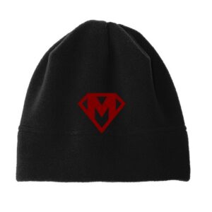 M - Embroidered Fleece Beanie Black