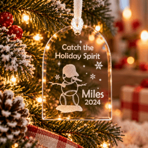 Personalized Baseball Snowman Christmas Ornament – Catch the Holiday Spirit