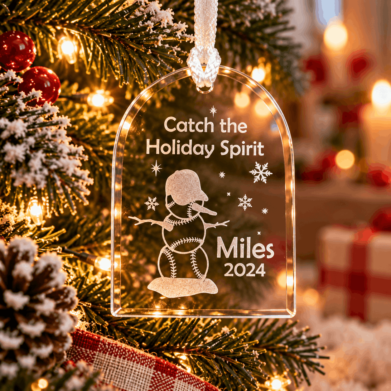 Personalized Baseball Snowman Christmas Ornament – Catch the Holiday Spirit